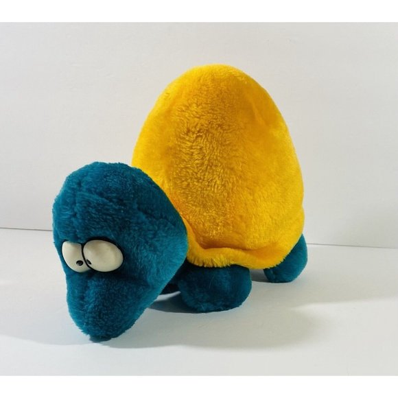 Vintage 24K Animal Crackers Cartoon Turtle Teal Yellow Plush Stuffed Animal 1994 - Picture 5 of 16